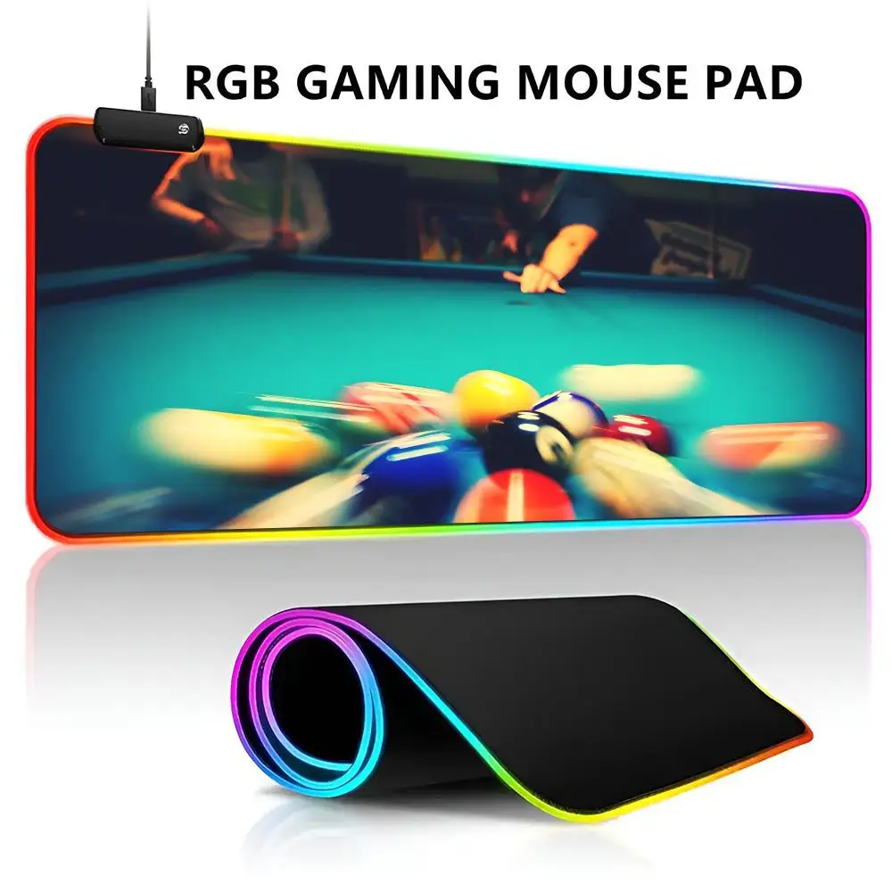 Billiards Snooker pools Mouse Pad RGB LED Light Gaming Waterproof Large Gamer Mouse Carpet Big PC Desk Play Mat with Backlit