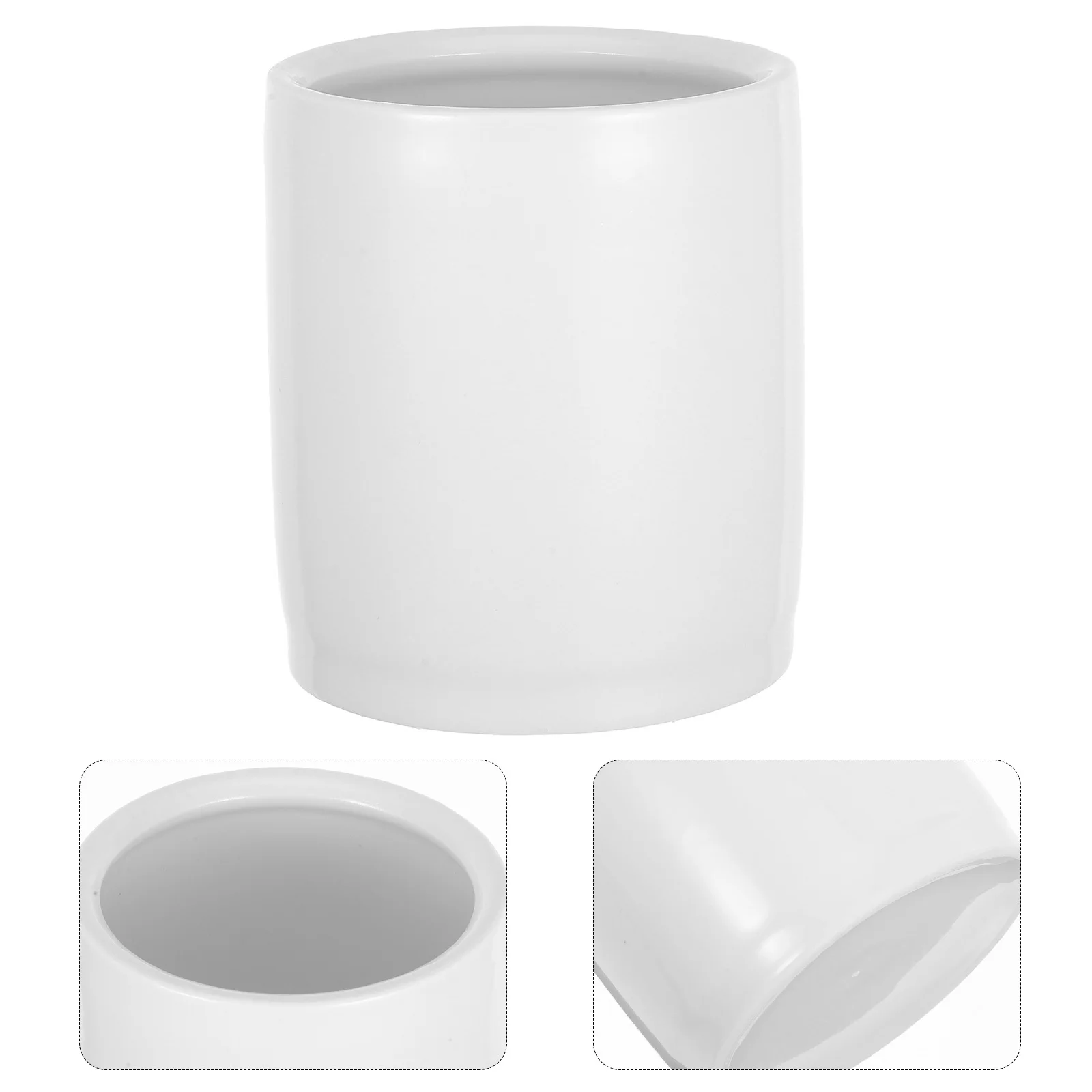 

Ceramic Pencil Holder White Smooth Surface Desktop Pen Organizer for Stationery Desk Pen Makeup Brush Pencil Holder