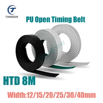 HTD 8M open timing belt width 12/15/20/25/30/40mm robot arm translation synchronous belt PU green cloth polyurethane steel wire