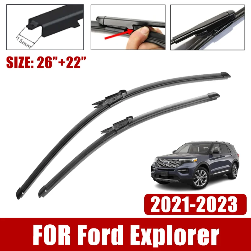 

Car Wiper Blade For Ford Explorer U625 2021 2022 2023 Cleaning Front Beam Rubber Windscreen Windshield Wipers Auto Accessories