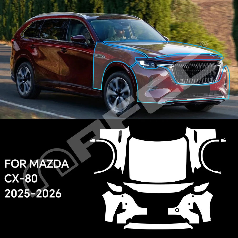 

For Mazda CX-80 2025 2026 TPU PPF Clear Full Car Precut Paint Protection Film Anti-Scratch UV Protection Invisible Car Wrap Film