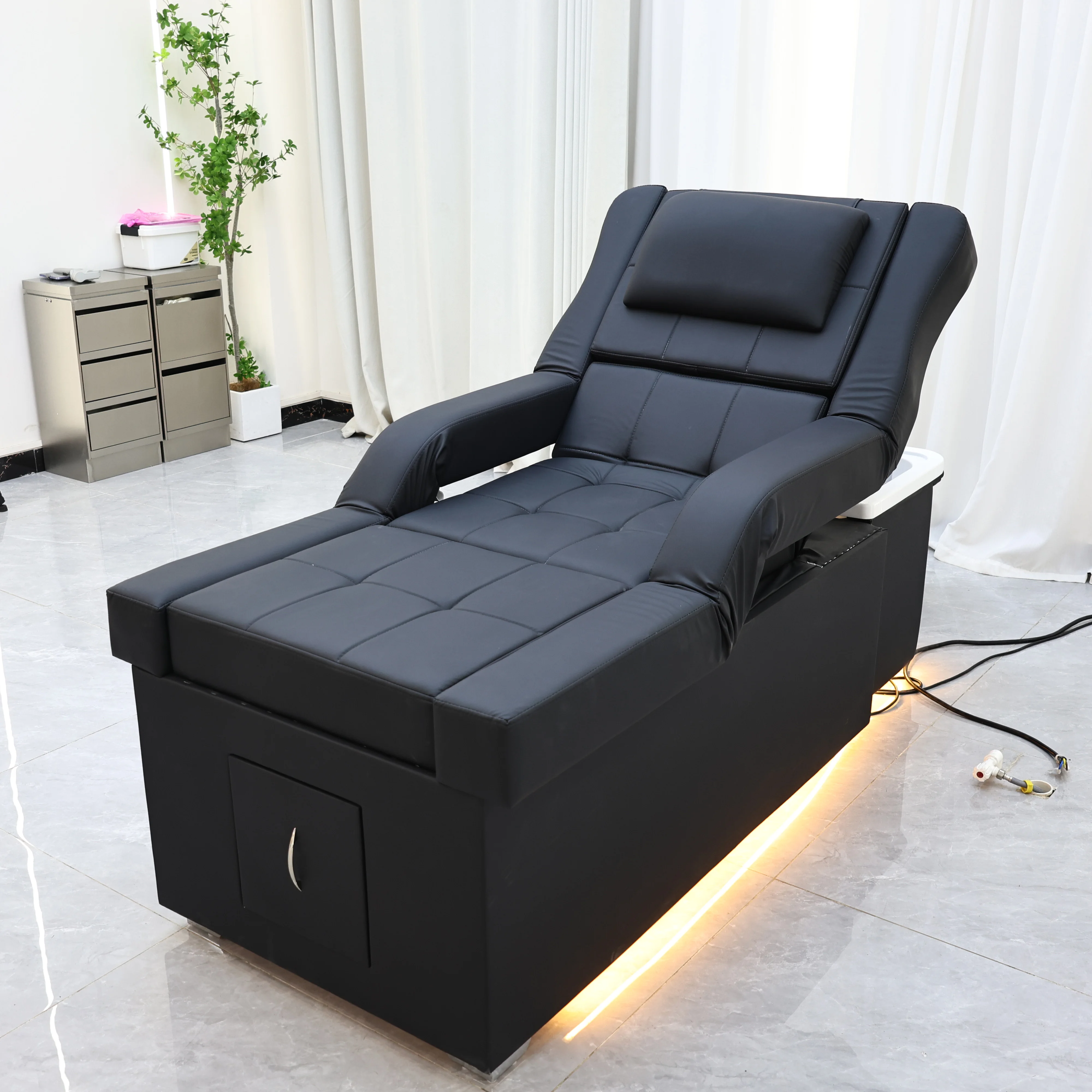 XinSheng Elektrisch Verstellbares Shampoo-Bett Massagetisch All-in-One Salon SPA Massageliege mit Haarwaschbecken & Fußbad – Detail 6