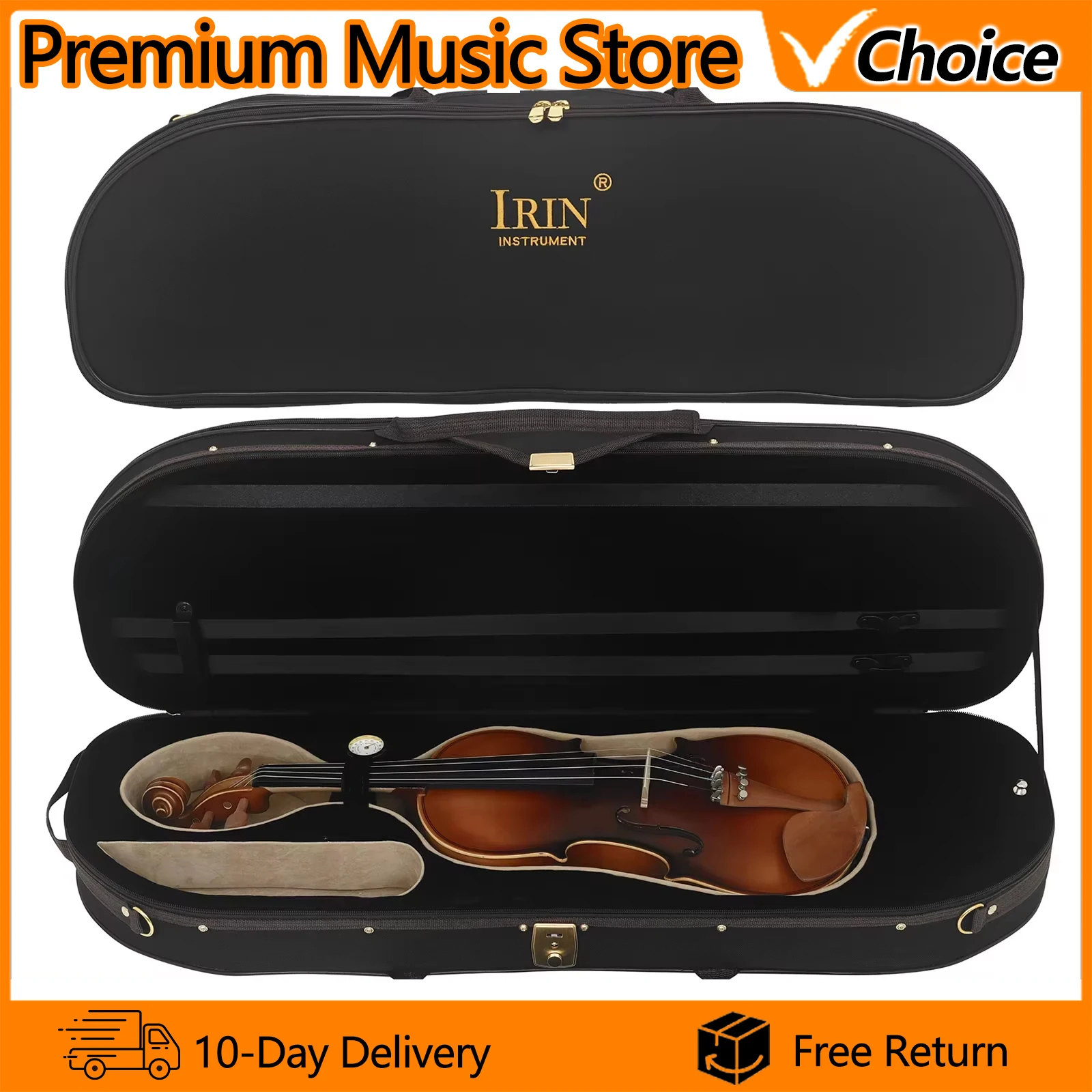 IRIN Violin Case Box Moisture-Proof Storage Box with Hygrometer Straps Oxford Fiddle Box Waterproof Violin Backpack Parts