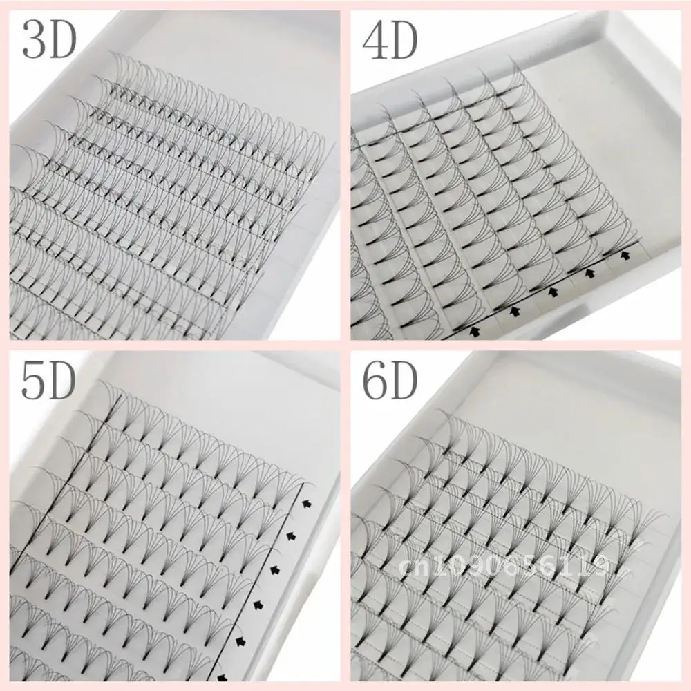 10 Pcs/lot 3D 4D 5D 6D Pre-made Fans Lashes Pointy Stem Eyelash Extensions High Quality Premade Faned C D Curl Lash Trays