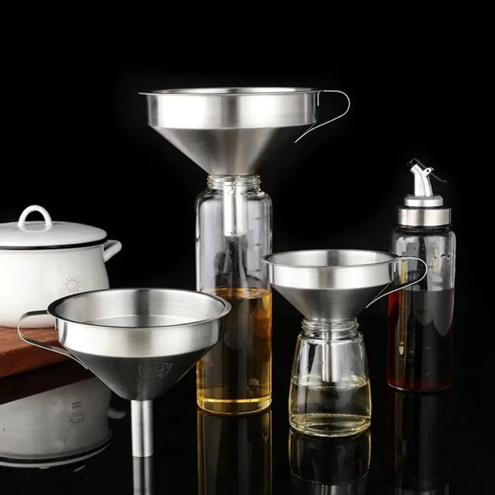 1PC Stainless Steel Funnel Wide Mouth Filter Funnel Kitchen Tool Oil Spill Wine Spill Tool Spice Cooking Oil Filter