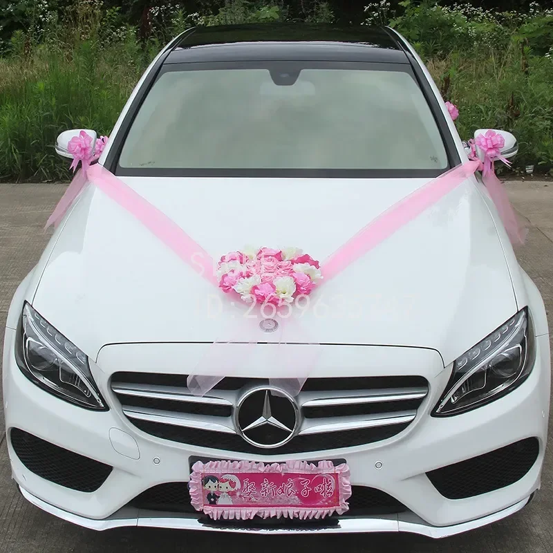 Creative Wedding Car Decoration Set Simulation Flower Arrangement for Wedding Supplies Float Decor Q6