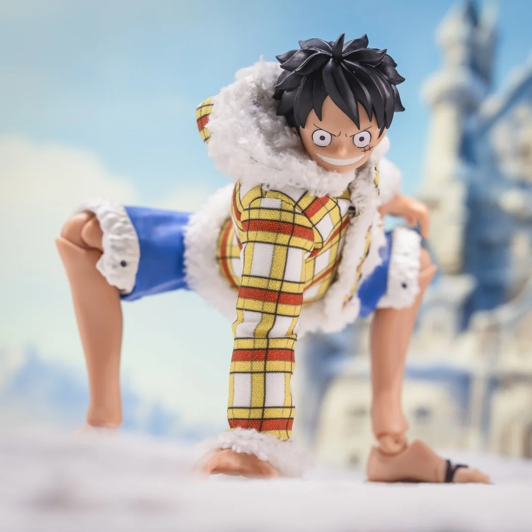 One piece Shf Anime Handmade clothes Drum Island Luffy Plaid down