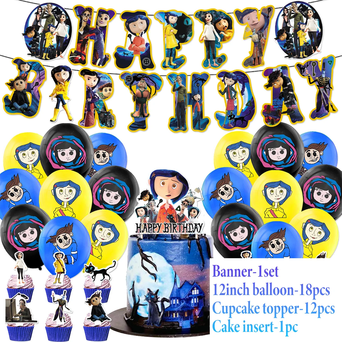 ديزني كورالينز موضوع الاطفال حفلة عيد ميلاد لوازم أنيمي اللاتكس بالون كعكة توبر راية خلفية الديكور استحمام الطفل الدعائم #2