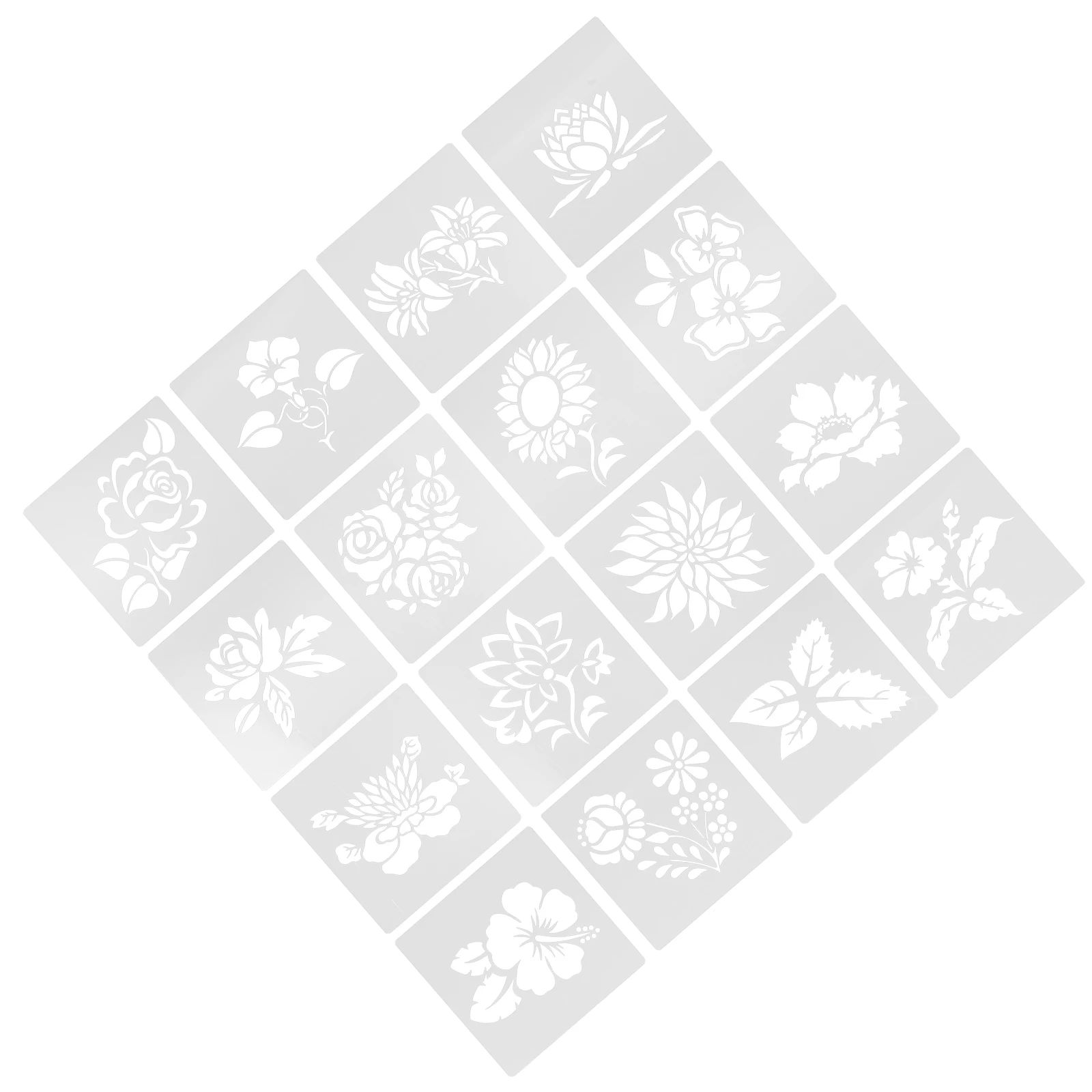 

16pcs 16 Hand Floral Stencils Reusable PET Plastic Stencils Templates for Wall Fence Garden Craft Paint Decor Supplies