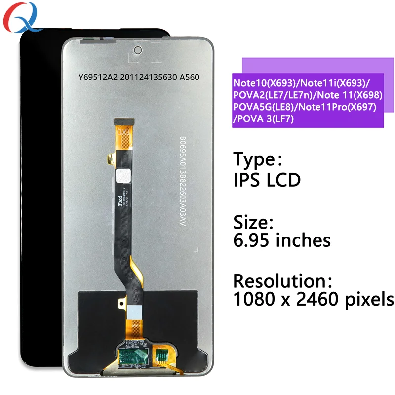 LE7 lcd pantalla for Tecno Pova 2 screen replacement Mobile Phone Lcds for Tecno Pova 2 LE7 LE7n display Lcd