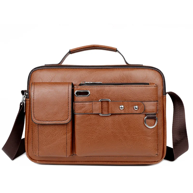 Men's Retro Messenger Bag with Waterproof Design, Large Capacity Laptop Briefcase for Office Work, Travel and School