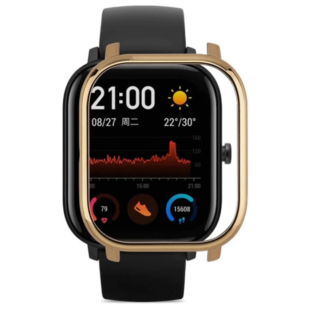 Compatible for Xiaomi Huami Amazfit GTS Case Smart Watch Protector Case Watch Protector Cover -Golden