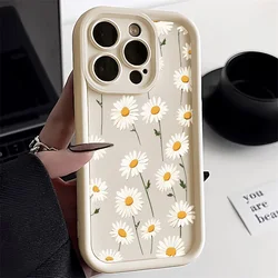 Daisy Flower Silicone Phone Case For iPhone 13 Case iPhone 11 12 14 15 16 17 Pro Max XR X XS 7 8 Plus SE Soft Shockproof Cover