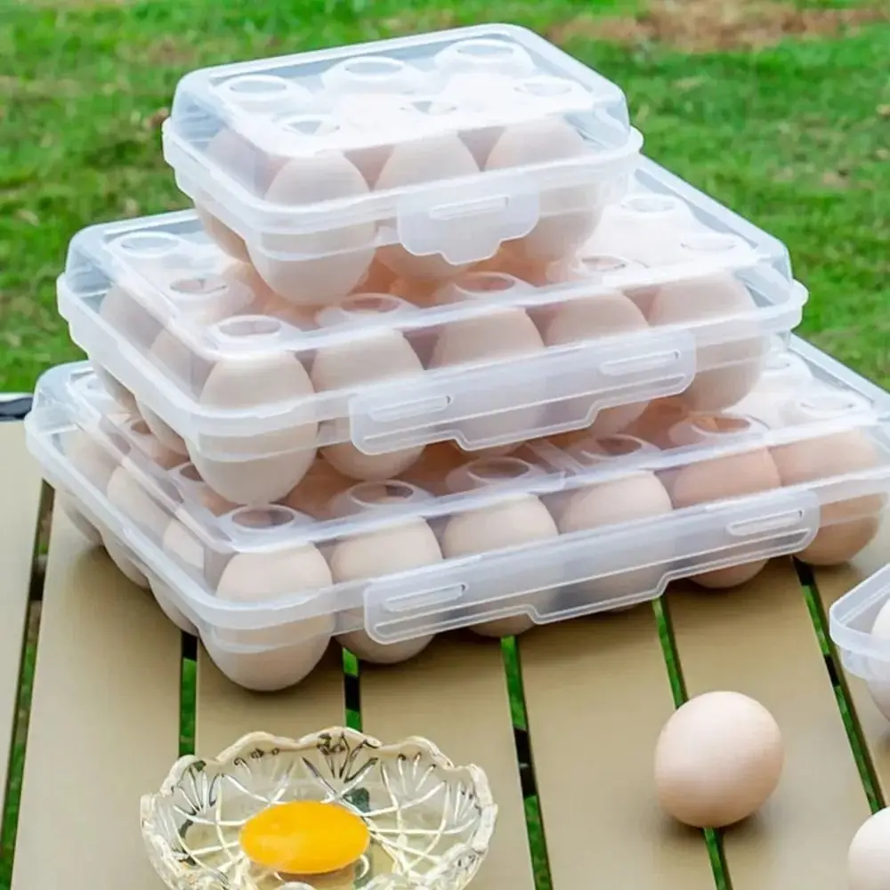 Space Saver Plastic Egg Holder Stackable Design Compact Size Egg Organizer Transparent With Lid Egg Storage Box Fridge Storage