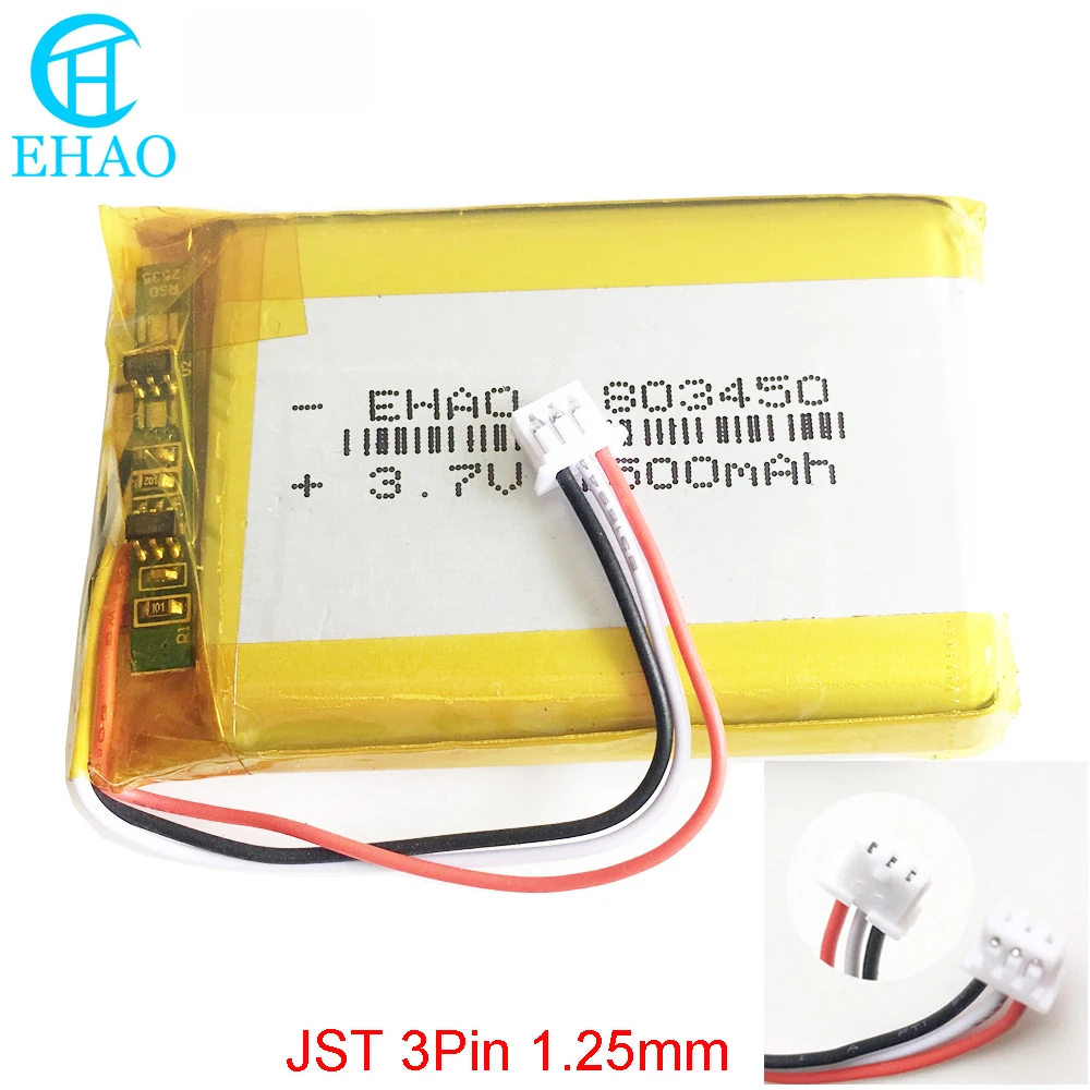 1/2/5/10 PCS 3.7V 1500mAh LiPo Rechargeable Battery 803450 with JST 1.25mm 3Pin Plug For MP3 DVD Camera GPS Laptop PC