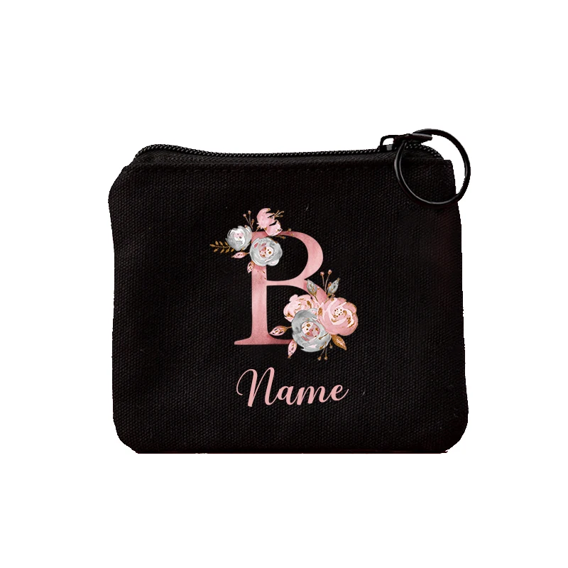 Customize Name Coin Purse Women Short Wallet Fashion Pink Letter Mini Key Case Ladies Card Bag Female Zipper Mini Clutch Bag