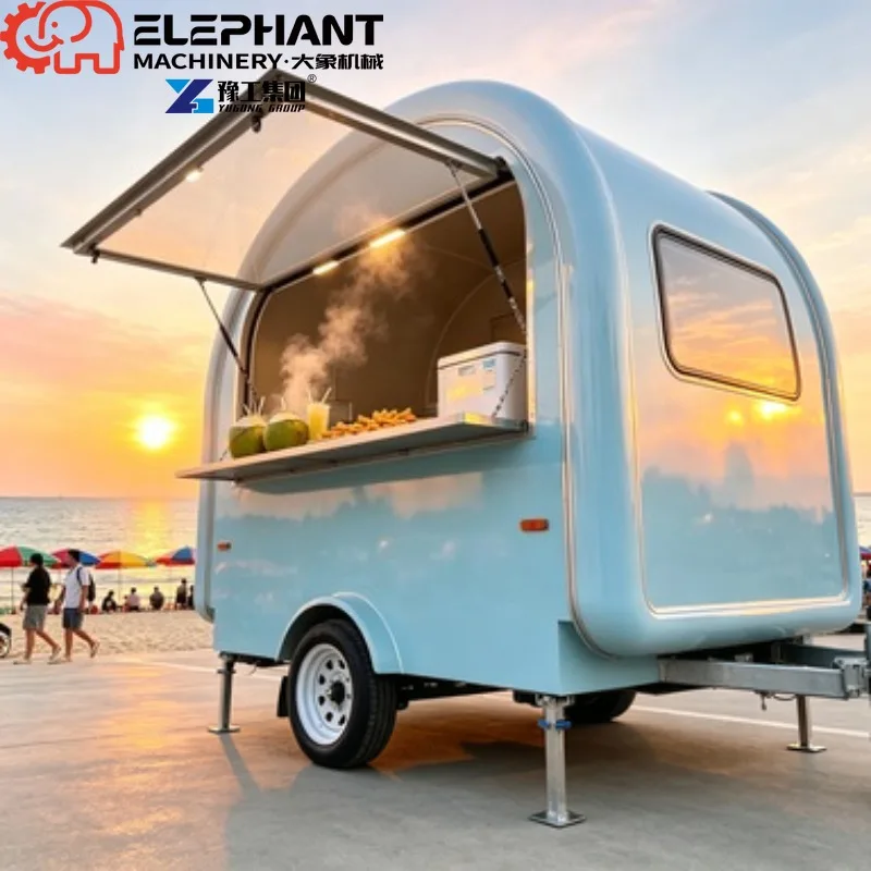 Retail Food Truck, Small Water-Based Mobile Concession Cart Food Trailer Built With Display Counter and Basic Catering Equipment