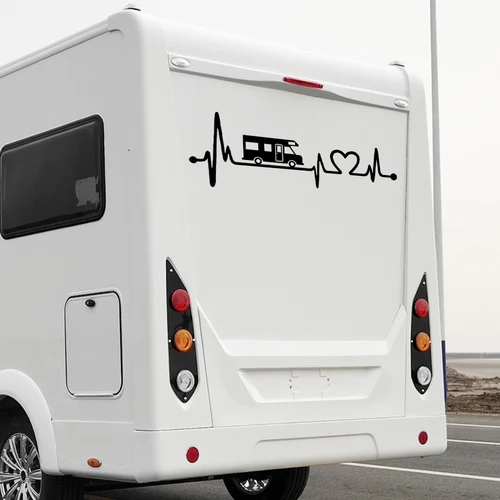 Imagen 1 del producto Pegatinas de vinilo de rayas para autocaravana, caja de caballos, caravana, RV, accesorios para coche, calcomanías gráficas de decoración de electrocardiograma