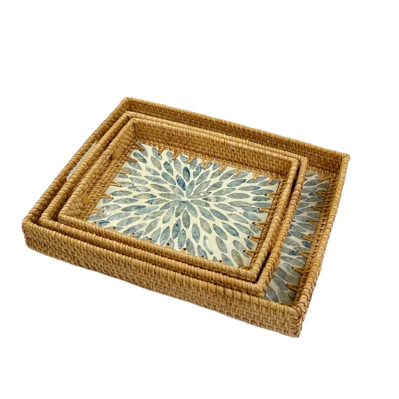 Rattan Nordic creative color shell fruit plate decorative ornament jewelry storage tray tea storage tray storage basket