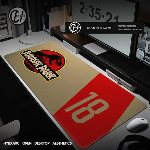 Imagen 1 del producto Jurassic Park en stock alfombrilla de ratón grande tamaño de alfombrilla de ordenador de PC para teclado de juego de bloqueo de borde grande