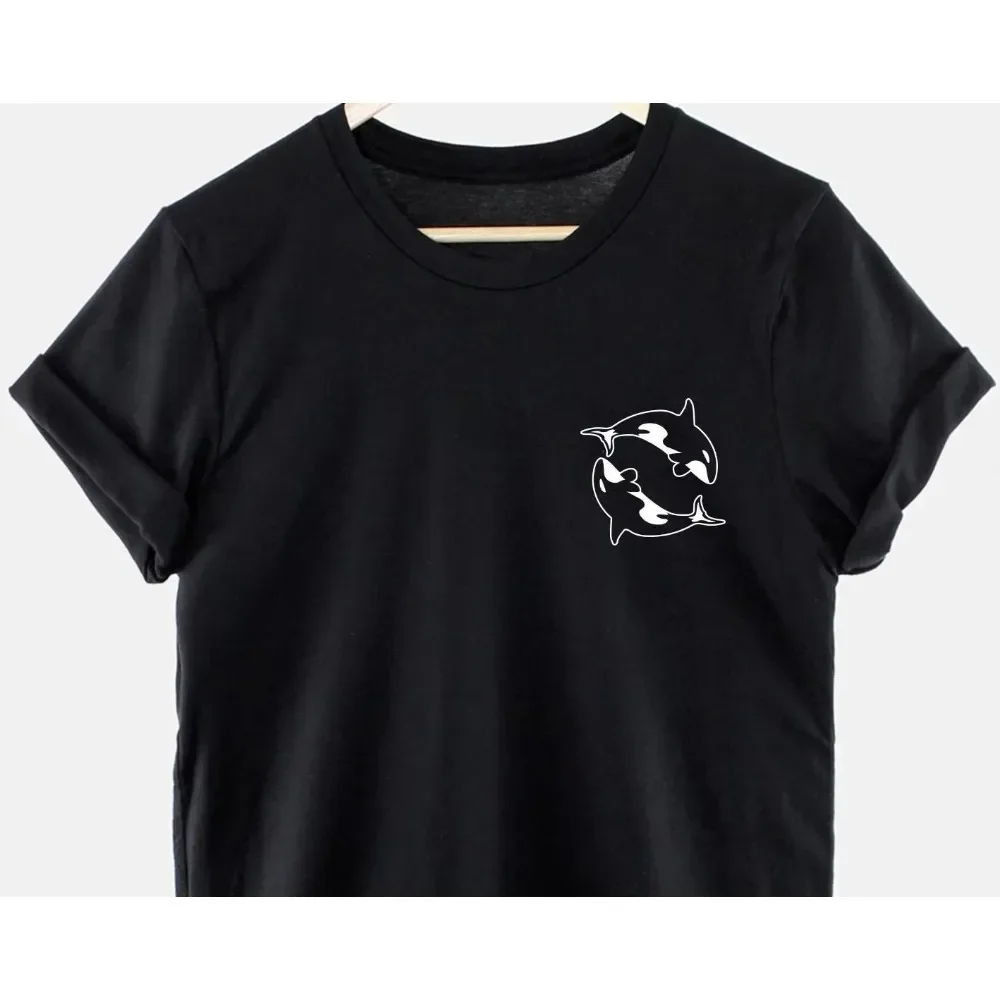 Best Selling Orca Killer Whale T-Shirt Orca Shirt Killer Whale Pocket Print T-Shirt Whale T-Shirt Nautical Print Tees Men Y2K
