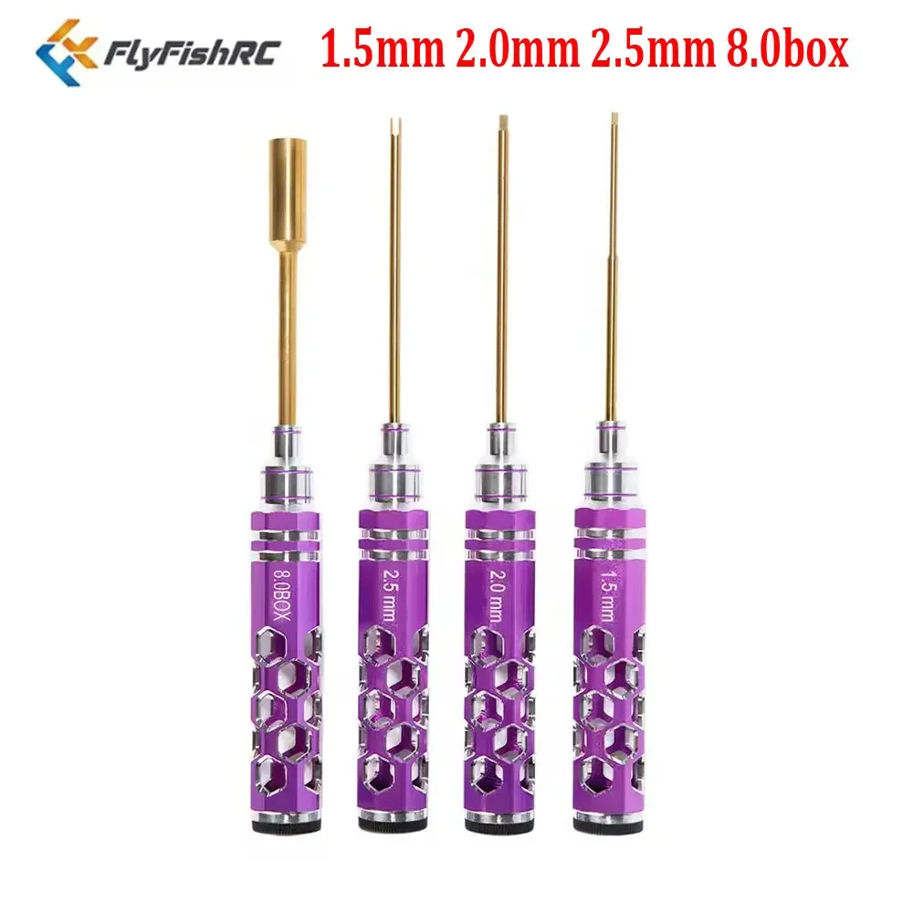 

FlyFish RC Hex Screw Driver Aluminum Alloy Hollow Tools Kit with 1.5mm 2.0mm 2.5mm 8.0box for FPV RC Racing Drone Boat
