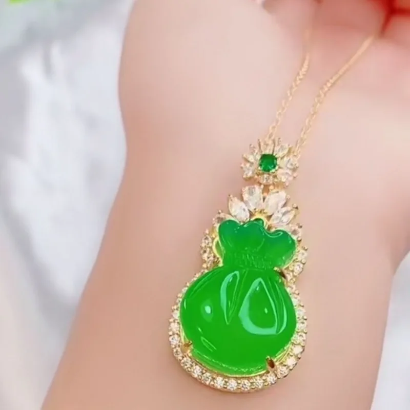 Agate Chalcedony Money Bag Jade Pendant Generation Rich Lucky Bag Jewelry