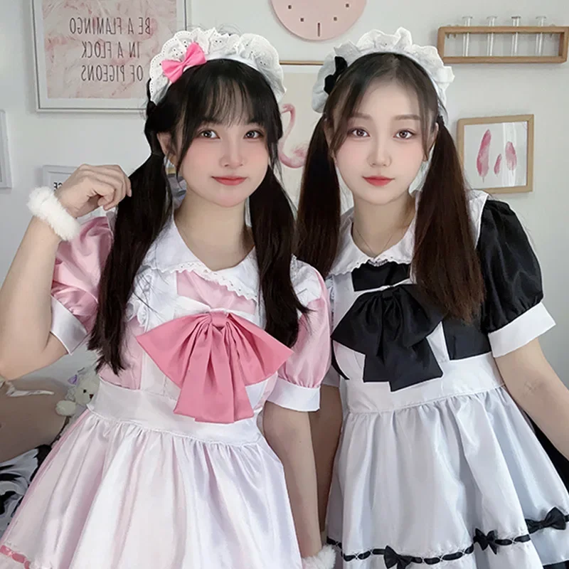 

Cosplay Pink Color Lolita Dress Maid Game Anime Cosplay Costume Women Japanese Kawaii Sweet Secondary Suits Halloween Dresses