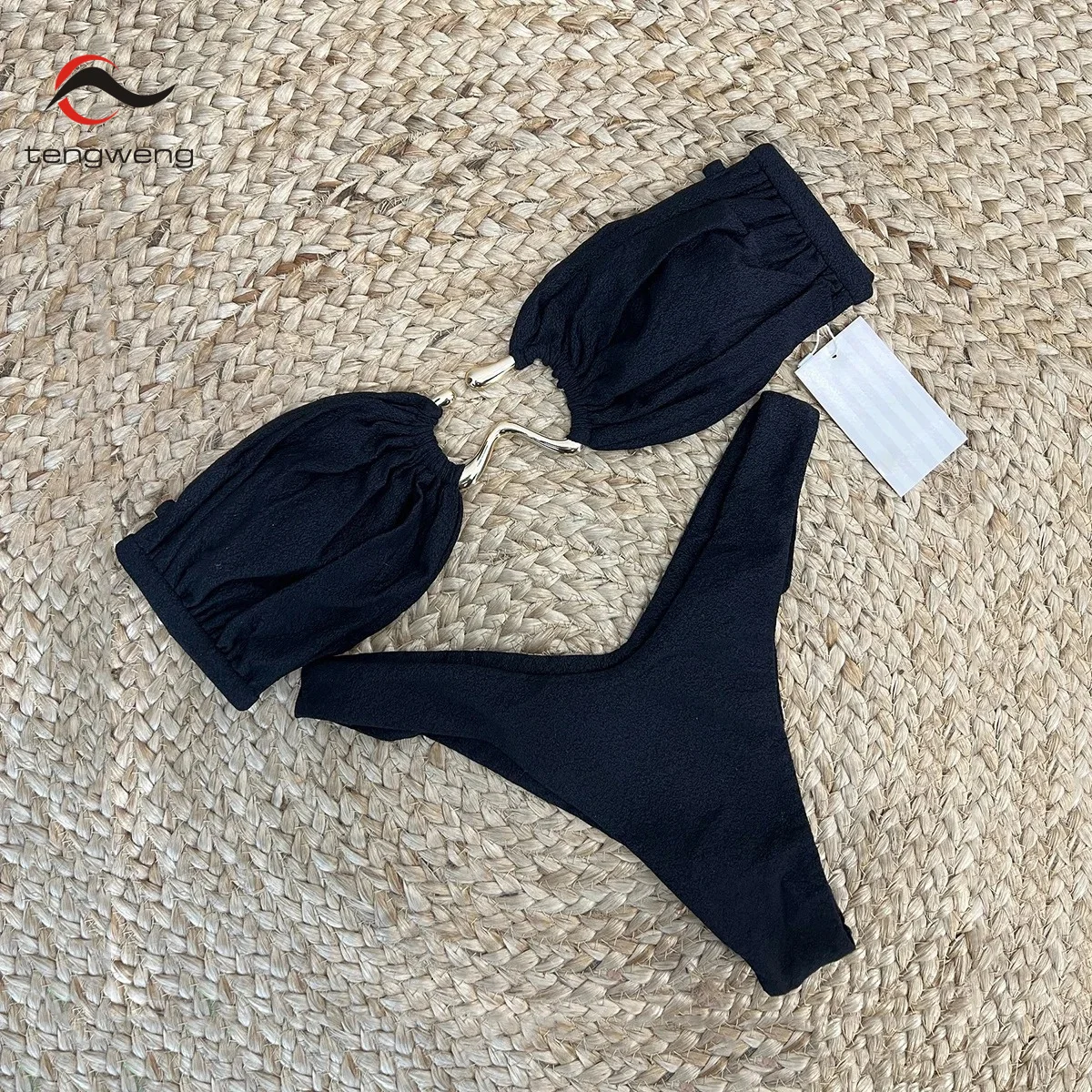 TW Bikini Sexy Women Swimsuit Female Swimwear 2024 Bikini Set Push Up Swimming Suit Solid Beachwear Brazilian Thong Biquini