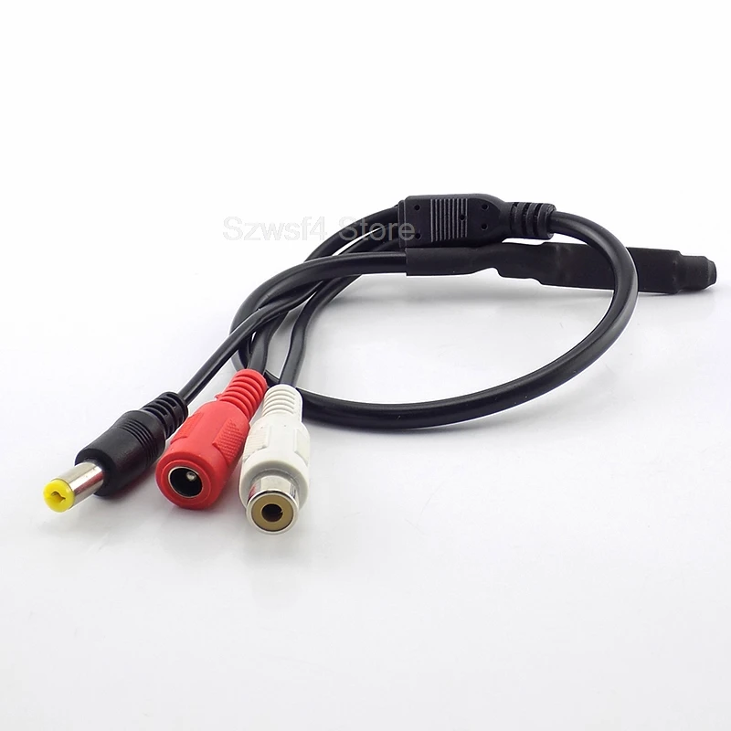 

DC 12V Sound Monitor Audio Pickup Mini Pickup Audio Microphone RCA Power Cable for Cctv Security Camera DVR Video Surveillance