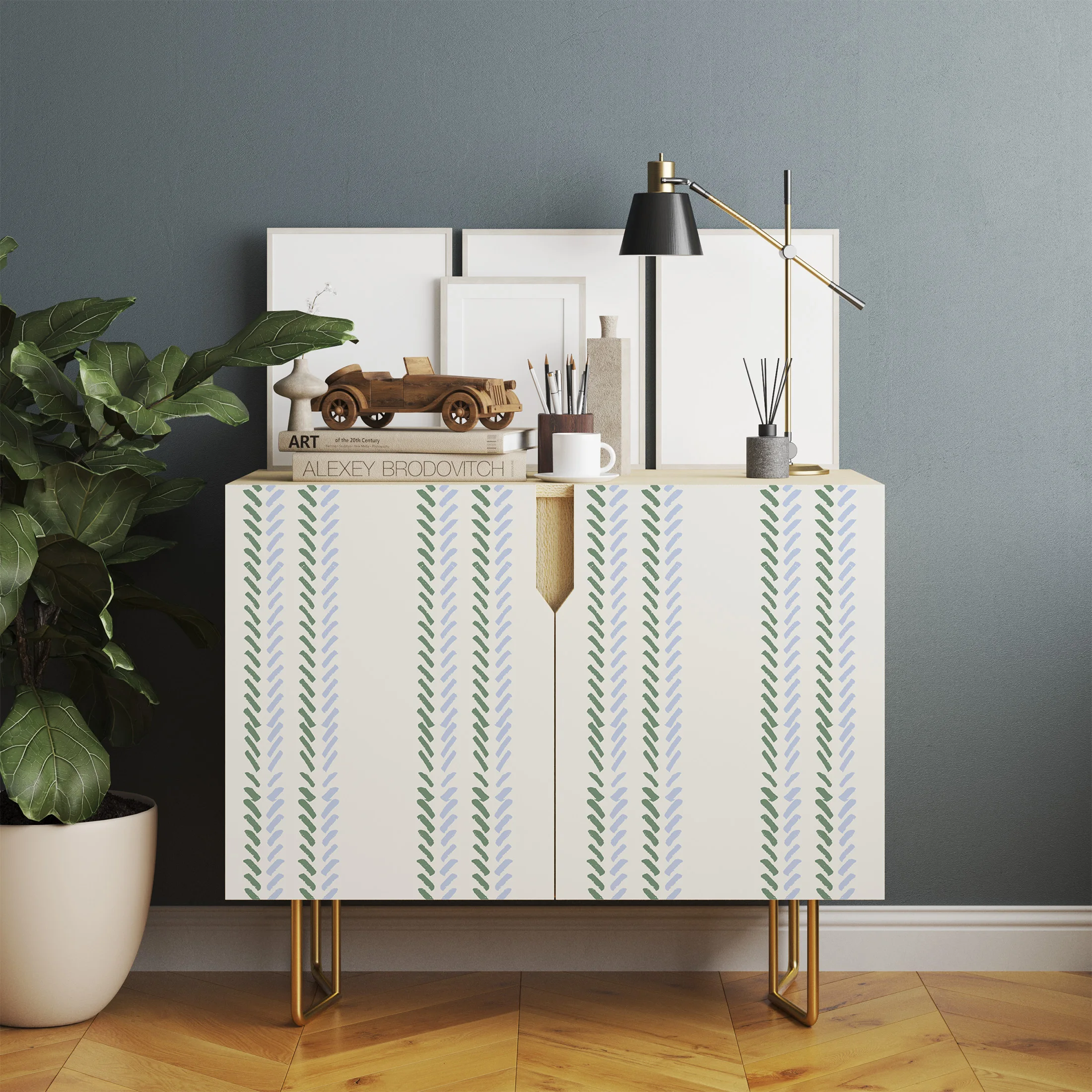 Green Blue Peel and Stick Wallpaper Herringbone Self Adhesive Wall Paper Geometric Stripe Removable Contact Paper for Bathroom