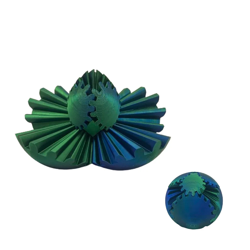 Fidget Gear Sphere Toy 3D Printed Gear Ball Spinner Stress Relief Cube Desk Toy Anxiety Relax Activity For Adults Kids Gift