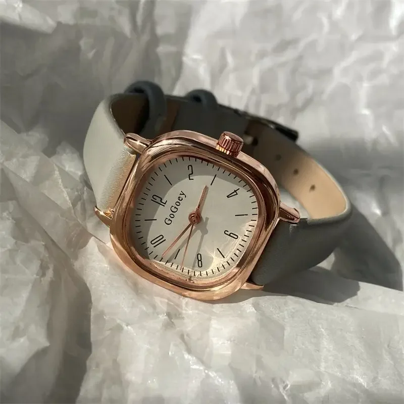 Merk Eenvoudige Kleine Vierkante Groene Quartz Horloge Vrouwen Lederen Band Casual Mode Veelzijdige Vintage Polshorloges Dropshipping