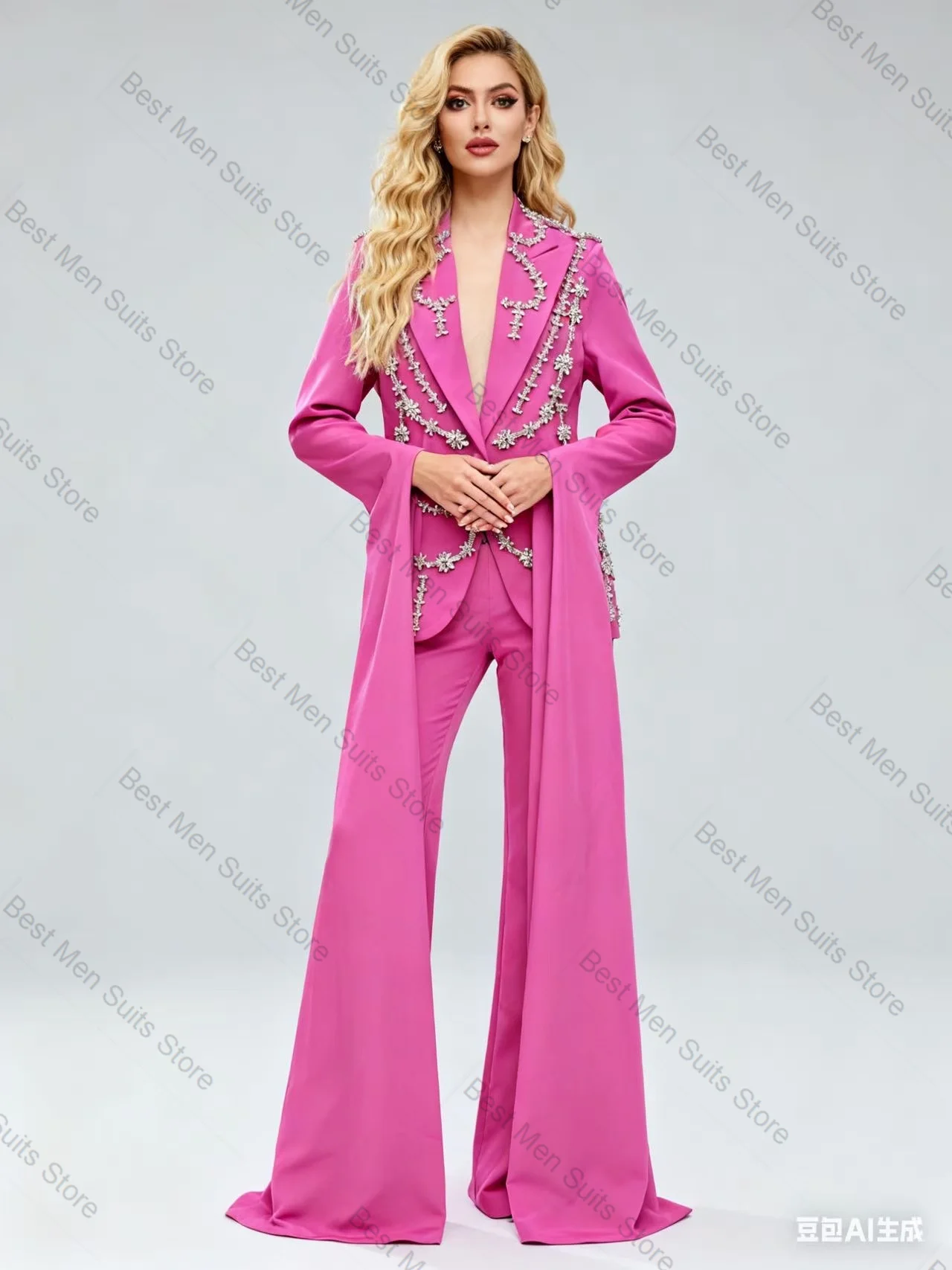 الأرجواني المرأة البدلة مجموعة 2 قطعة السترة + السراويل بنطلون طويل الأكمام الخريف مكتب رسمي سترة مخصصة الزفاف ضيف حفلة موسيقية معطف