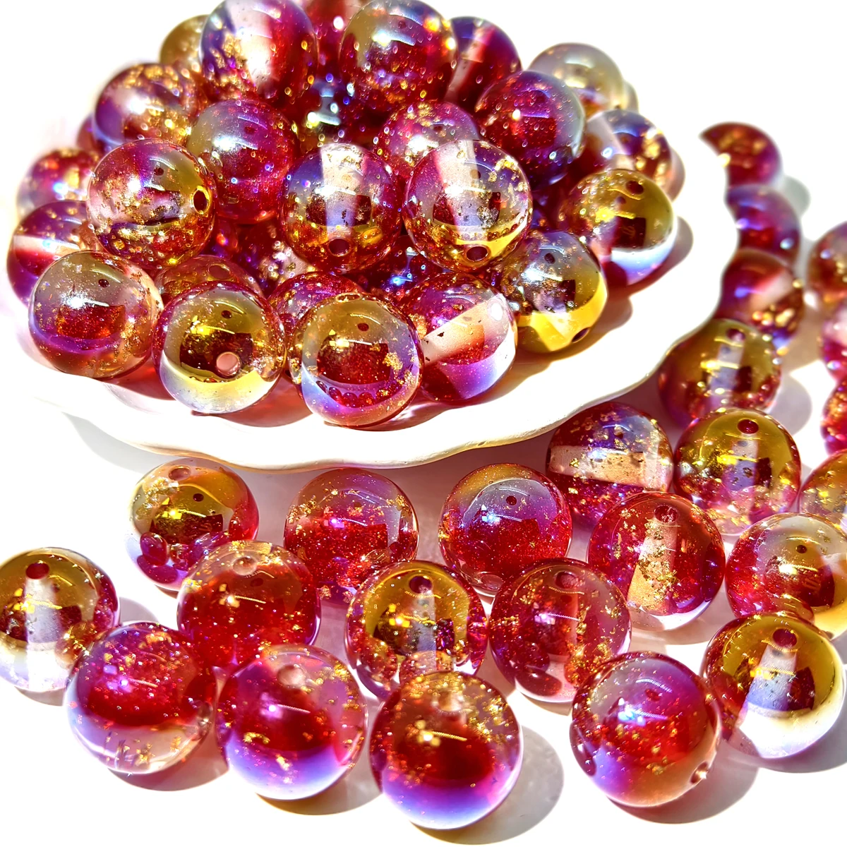 

10pcs Shiny Blue Galaxy Design 16mm Resin Round Beads UV Colored for DIY Jewelry Making Friendship Bracelets chains