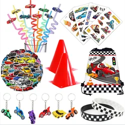Race Car Party Favors Mini Race Cars Keychains Slap Bracelet Tattoo Stickers Straws Candy Bags Fillers Race Car Party Supplies