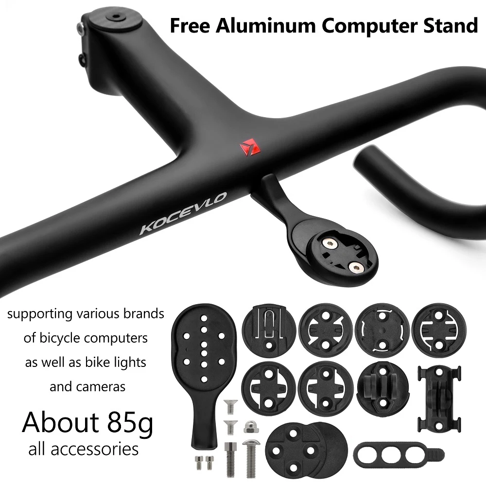 KOCEVLO bicicleta de carretera ultraligera 230g vástago de fibra de carbono manillar de bicicleta integrado para 28,6mm con espaciadores mango de ciclismo