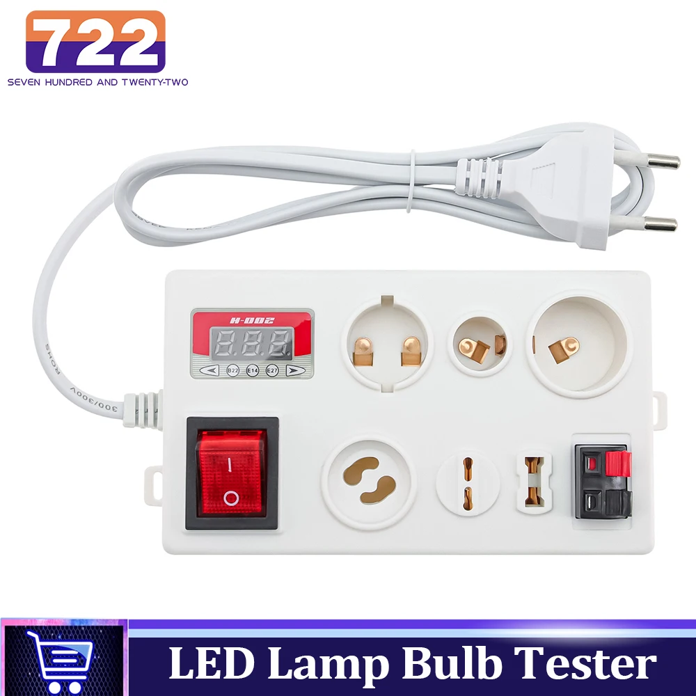 LED Lamp Bulb Light Voltage Power Quick Fast Tester Holder for E27 B22 E14 Lamp Bulb Light Test Box EU Plug With Power Display