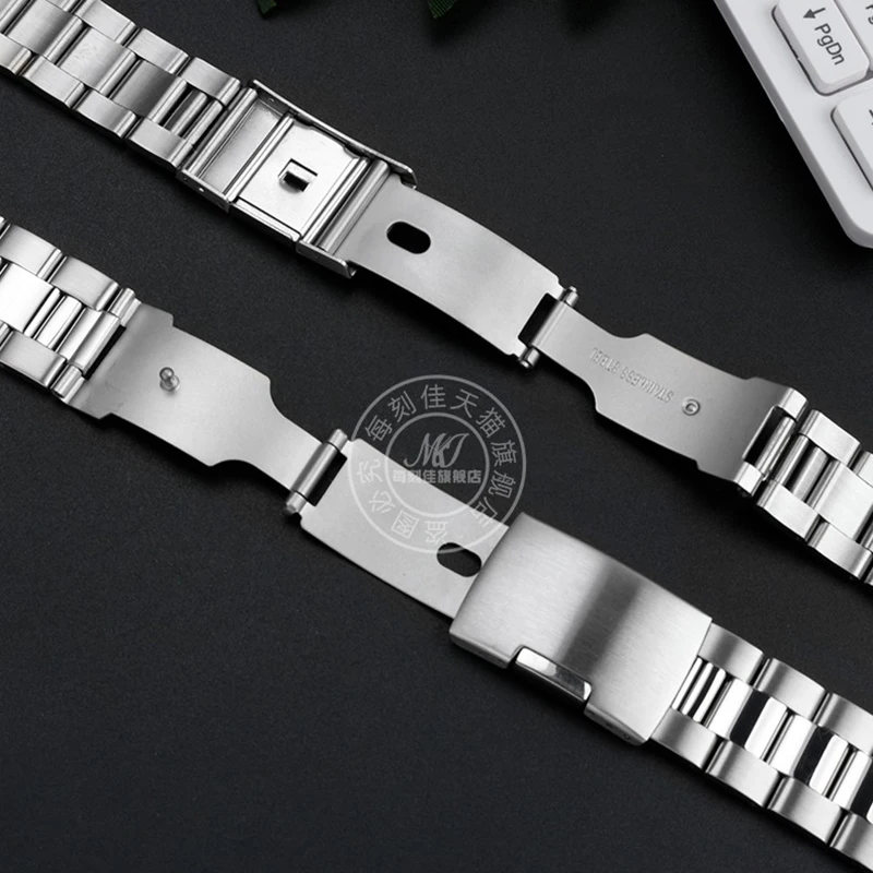 Precision Steel Watch Band for Casio Small Square Moon Phase MTP-M300 MTP-M305 Precision Steel Watch strap 20mm 22mm Bracelet