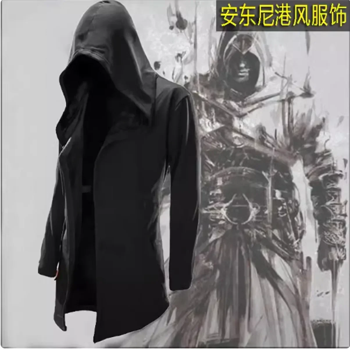 

Assassin's Creed trench coat hooded men's mid length cape jacket
