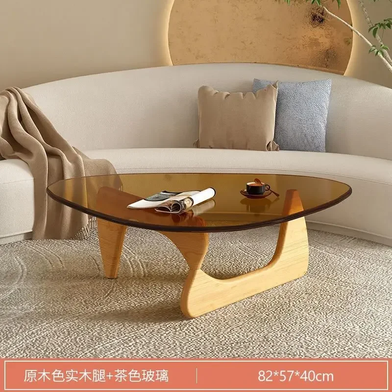 

Tempered Glass Nordic Tea Table Small Living Room Furniture Household Solid Wood Minimalist Modern Simple Circular Coffee Tables