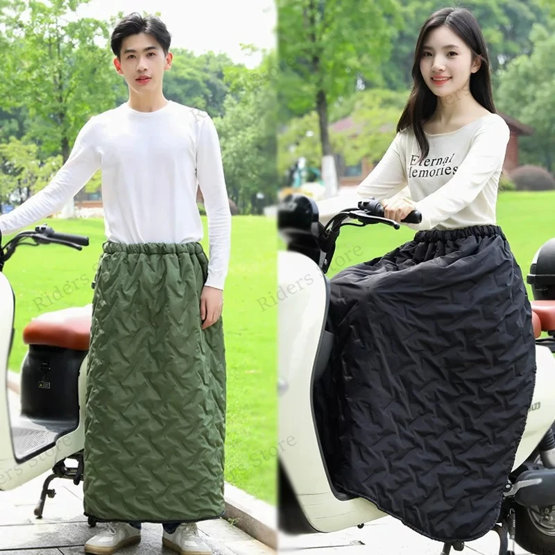 Fleece Lined Warm Motorcycle Leg Apron Waterproof Wind Block Skirt Winter Cold Proof Knee Warmer for Scooter E-Bike Riding