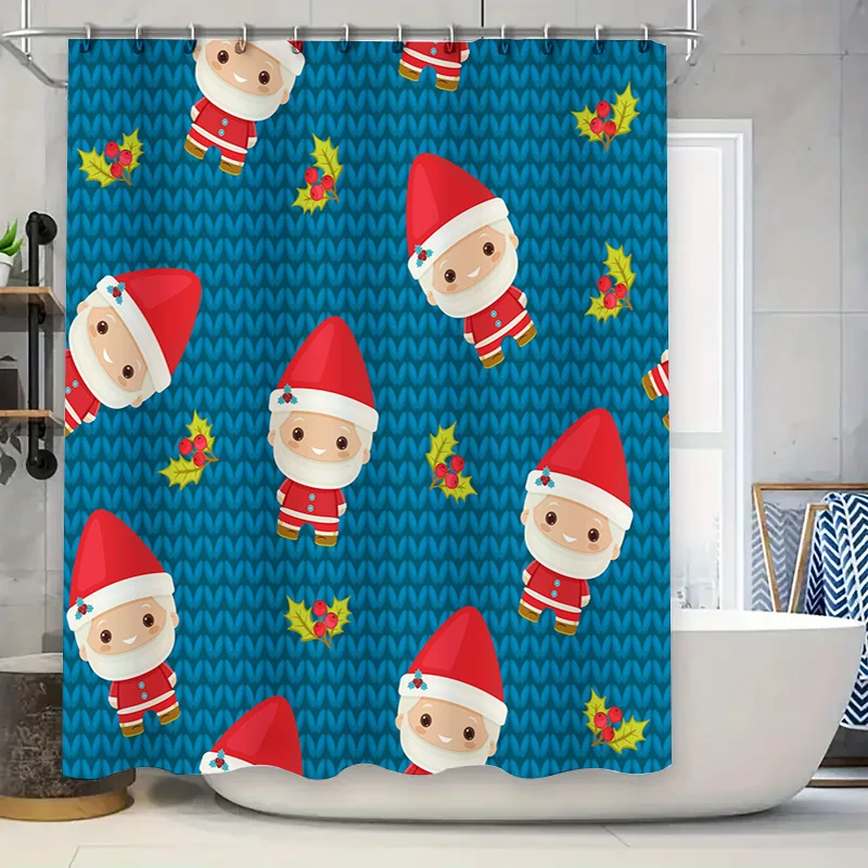 

Рождественские шторы для купания Санта-Клауса, декоративная занавеска для душа, водонепроницаемая ткань, праздничное украшение для ванной комнаты