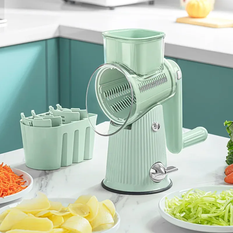 

Vegetable slicer, household hand cranked drum, multifunctional, potato and radish slicer, and shredder that does not harm hands