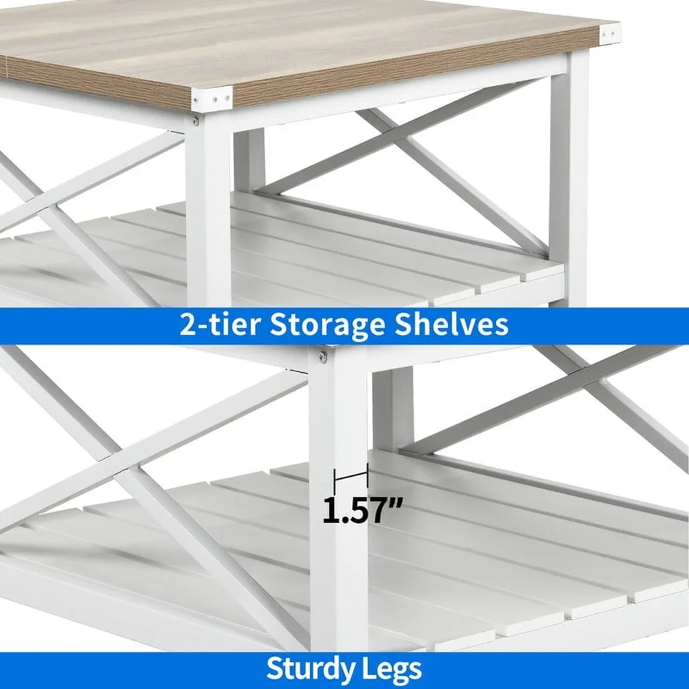 Square Wood Coffee Table with Storage Rustic Center Table Living Room Versatile Design Durable MDF Construction Easy Assembly