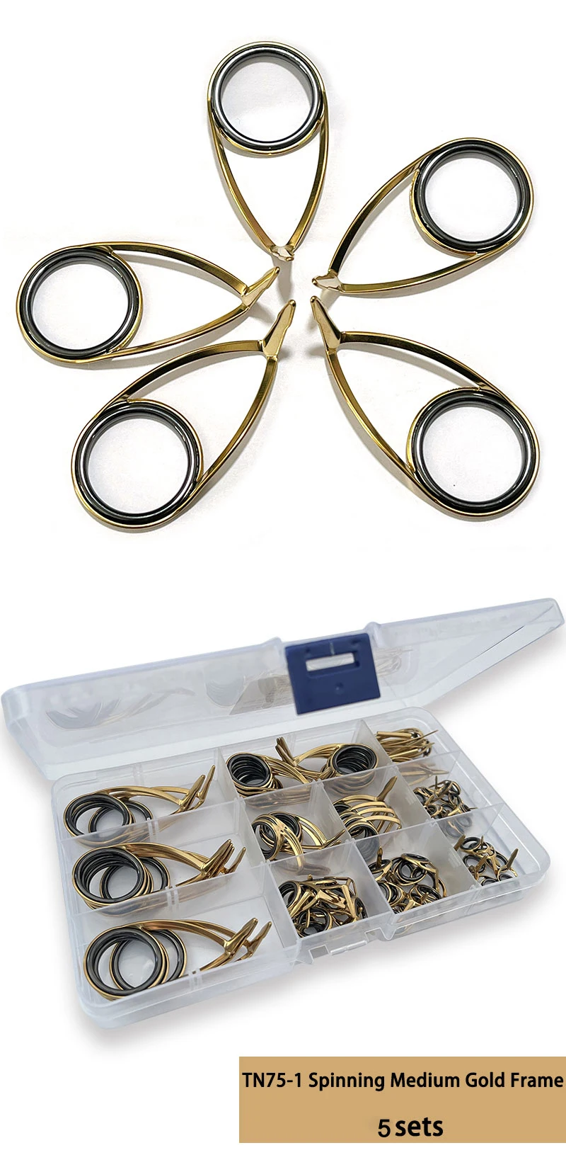 TAKEDO TN75-1 5er-Set Spinnrutenführungen aus Edelstahl mit Keramikringen für DIY-Angelruten-Zubehör – Detail 6