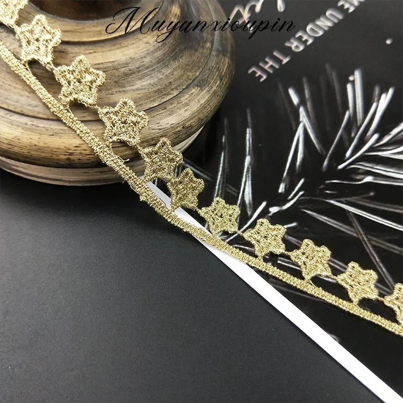 ゴールドレーストリムリボン、スタークロチェトレースリボン、ウェビング装飾、DIYクラフト、ギフトパッキング、縫製用品、2ヤード