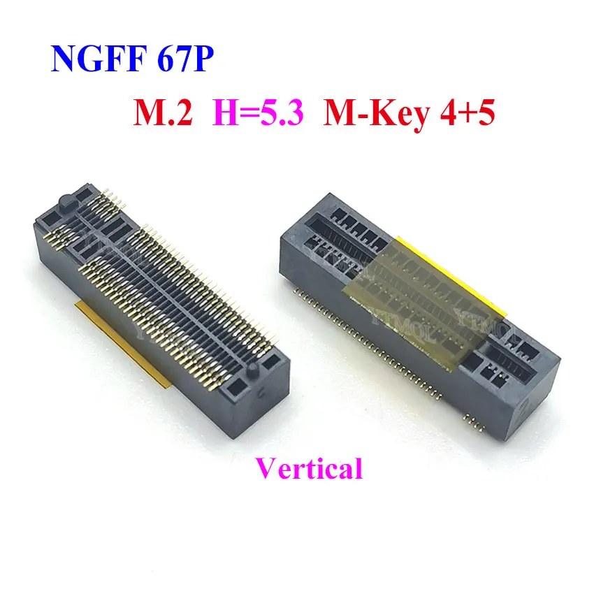 5PCS M.2 Connector 67P M KEY NGFF interface socket SSD socket H=2.3/3.2/4.2/4.8/5.3/6.7/8.5 M.2 SSD Slot NGFF Socket Hot New