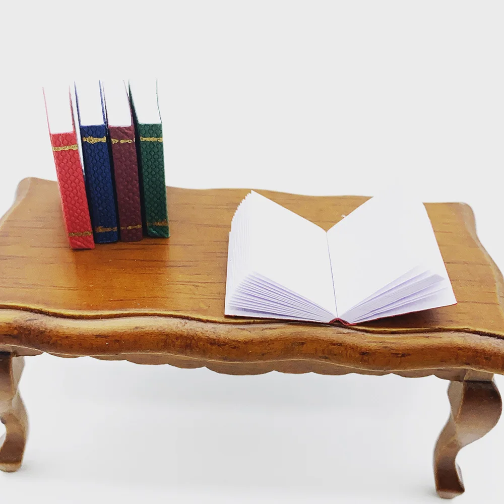 ชุดหนังสือจิ๋ว 4 ชิ้น/ชุด ขนาด 1/12 สำหรับตกแต่งบ้านตุ๊กตา เฟอร์นิเจอร์บ้านตุ๊กตา หนังสือจิ๋วสำหรับตุ๊กตา สามารถเปิดได้