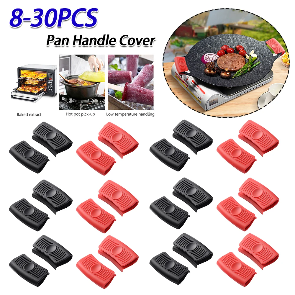 8-30PCS Pot Handle Holder Heat Resistant Anti Scalding Pot Holder Clip Non-Slip Silicone Pot Clips Cooking Tool Kitchen Gadgets